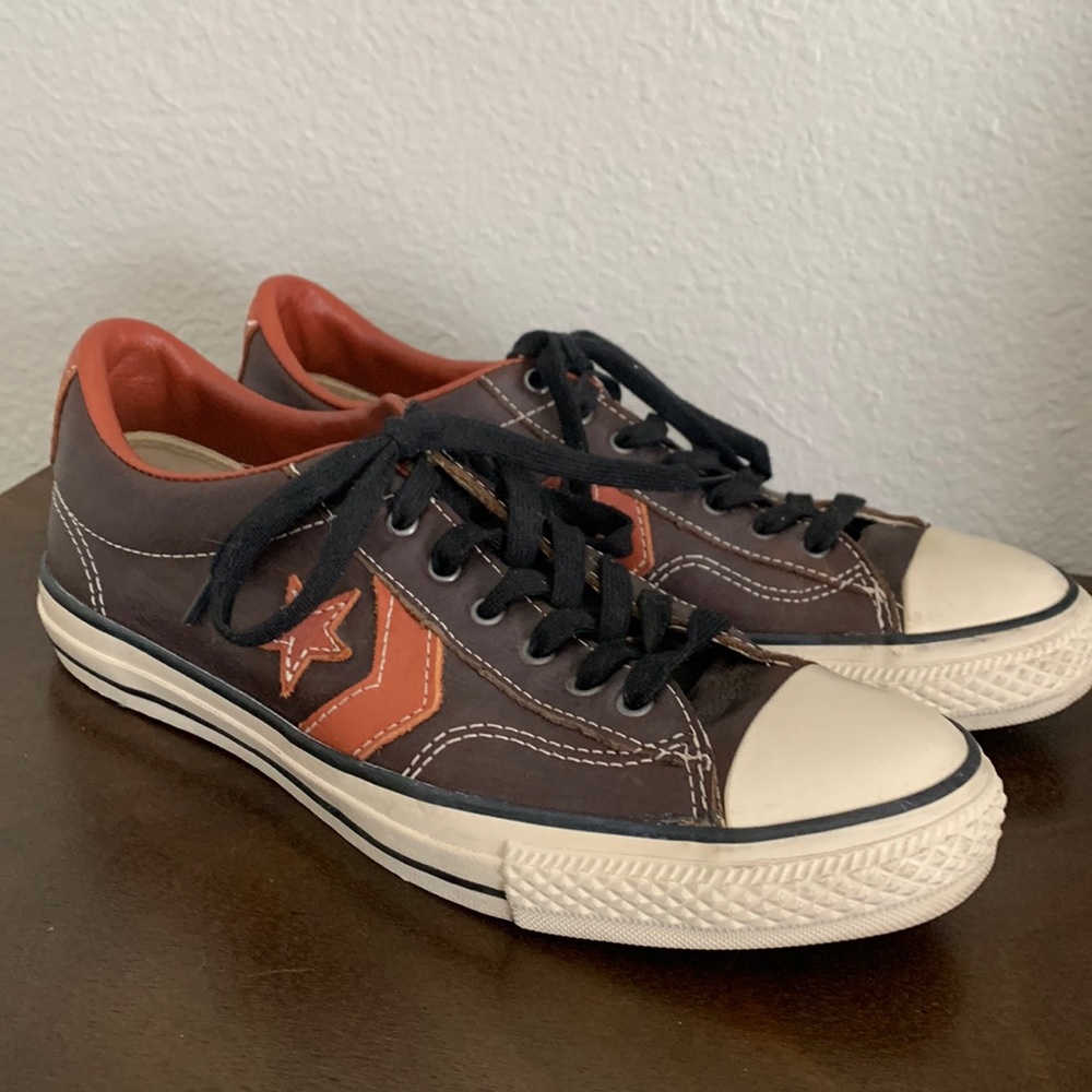 CONVERSE John Varvatos Brown Leather Sz 9 Low Top Sneakers Shoes Excellent